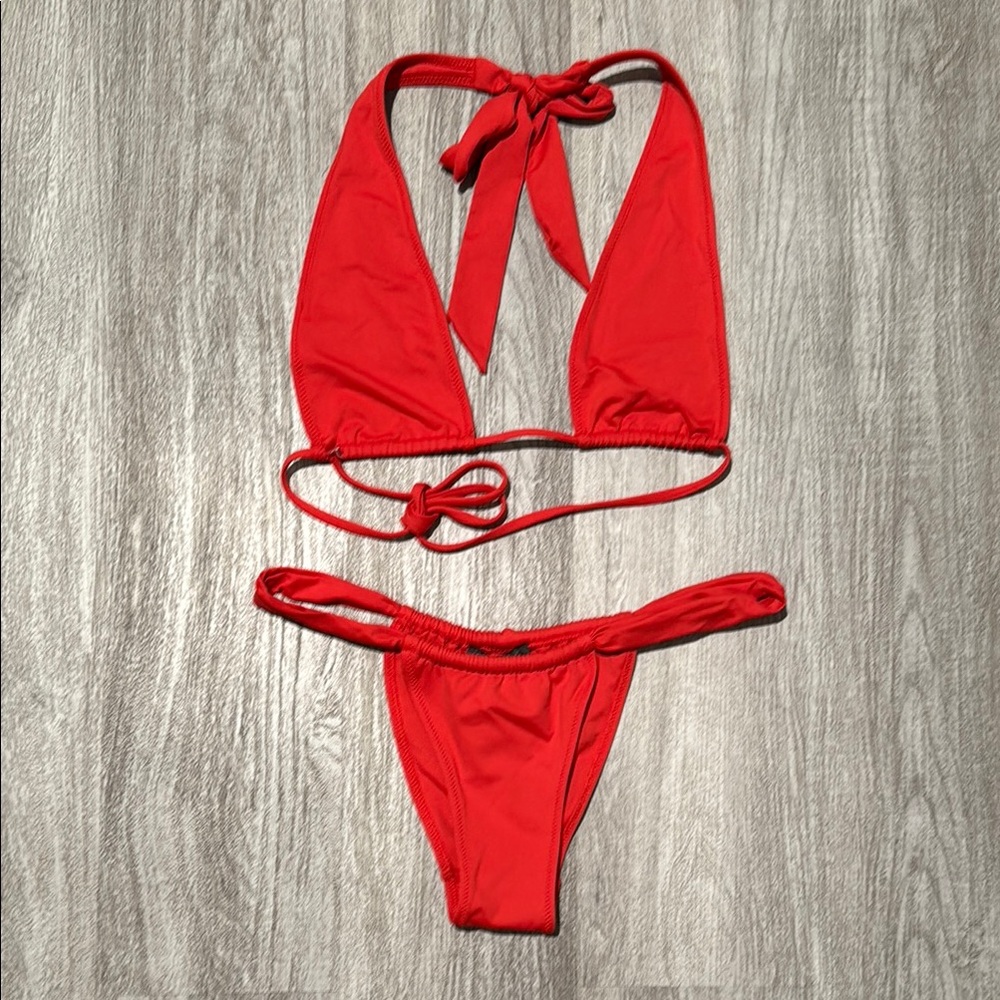 Zara Red Halter Bikini Set